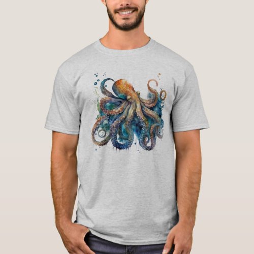 Beautiful Watercolor Octopus  T_Shirt