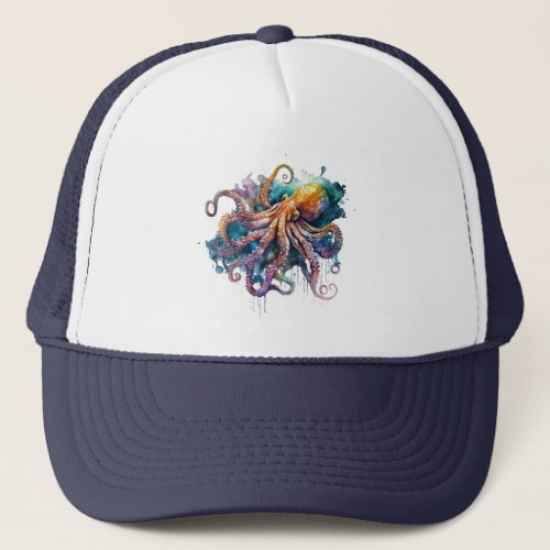 Beautiful Watercolor Octopus  Trucker Hat