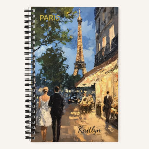 Beautiful Watercolor of Paris Travel Name Notebook