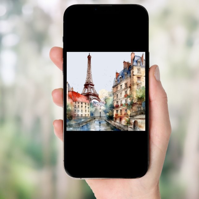 Beautiful Watercolor of Paris Travel Poster (Front Digital)