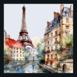 Beautiful Watercolor of Paris Travel Poster<br><div class="desc">This poster truly represents one of the many magical visions we have of Paris -- the Eiffel Tower and the history of Paris. Enjoy the lovely poster for yourself or as a gift. If you have any questions, just send a chat or an email to charmdesignstudio@rcn.com and we'll be delighted...</div>