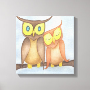 Beautiful Watercolor Owl Lovers Canvas Print
