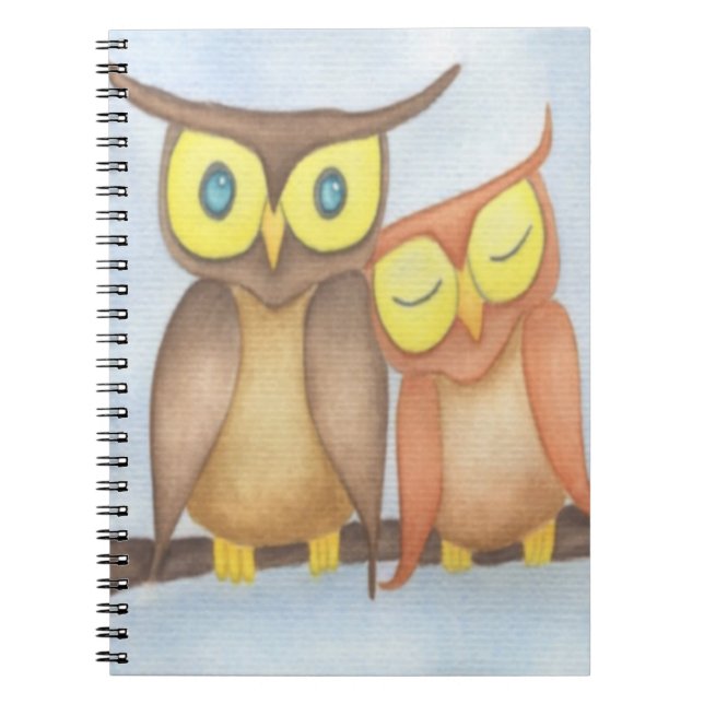 Beautiful Watercolor Owl Lovers Notebook (Front)