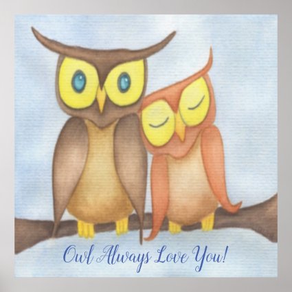 Beautiful Watercolor Owl Lovers Poster