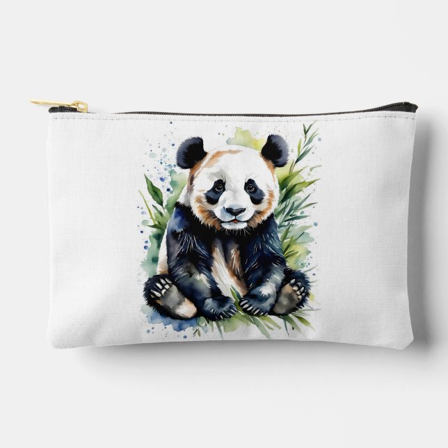 Beautiful Watercolor Panda Bear  Accessory Pouch (Front)