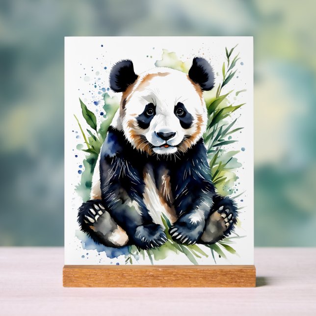 Beautiful Watercolor Panda Bear  Acrylic Sign (Neutral)