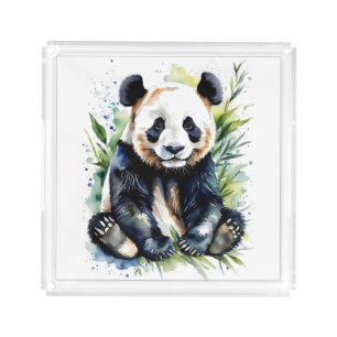 Beautiful Watercolor Panda Bear Acrylic Tray