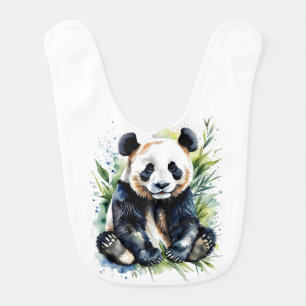 Beautiful Watercolor Panda Bear Baby Bib