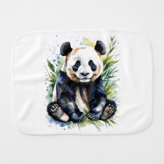 Beautiful Watercolor Panda Bear Baby Burp Cloth