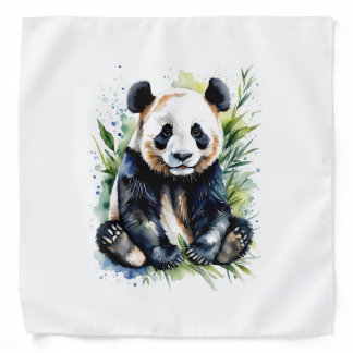 Beautiful Watercolor Panda Bear Bandana