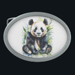 Beautiful Watercolor Panda Bear Belt Buckle<br><div class="desc">Adorable little panda bear sitting</div>