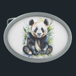 Beautiful Watercolor Panda Bear Belt Buckle<br><div class="desc">Adorable little panda bear sitting</div>