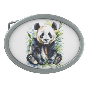 Beautiful Watercolor Panda Bear Belt Buckle