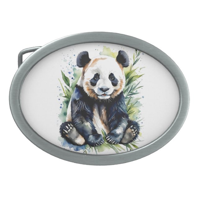 Beautiful Watercolor Panda Bear  Belt Buckle (Front)