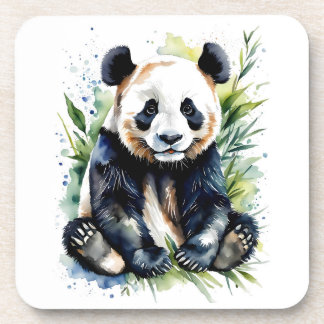 Beautiful Watercolor Panda Bear  Beverage Coaster