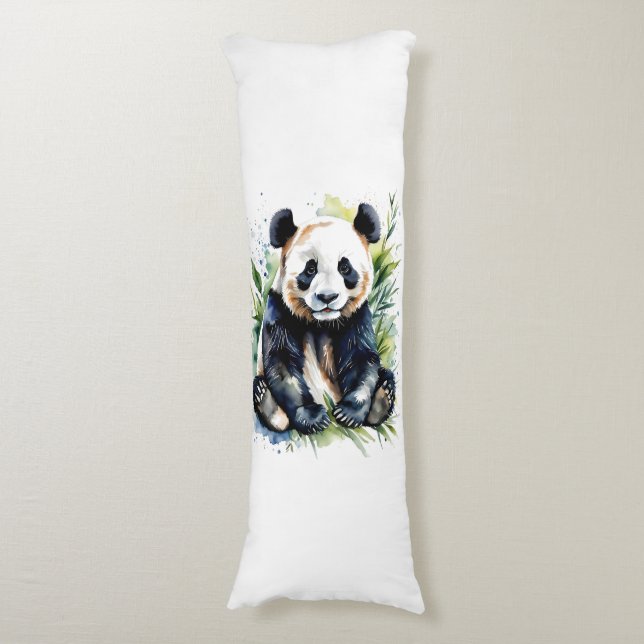 Beautiful Watercolor Panda Bear  Body Pillow (Front Vertical)