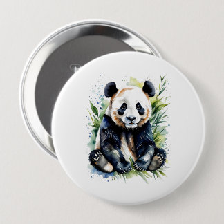 Beautiful Watercolor Panda Bear  Button