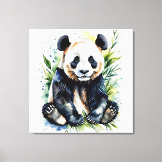 Beautiful Watercolor Panda Bear Canvas Print