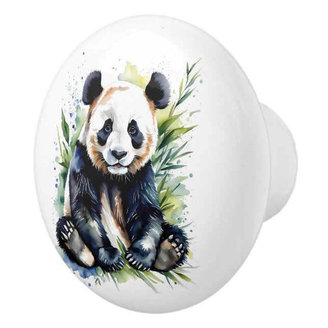 Beautiful Watercolor Panda Bear  Ceramic Knob (Right)
