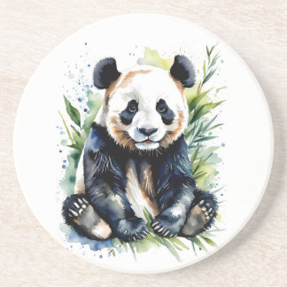 Beautiful Watercolor Panda Bear  Coaster