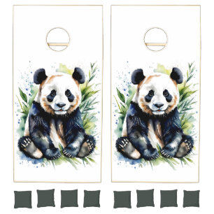 Beautiful Watercolor Panda Bear Cornhole Set
