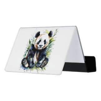Beautiful Watercolor Panda Bear  Desk Business Card Holder