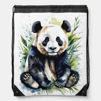 Beautiful Watercolor Panda Bear  Drawstring Bag