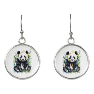 Beautiful Watercolor Panda Bear Earrings