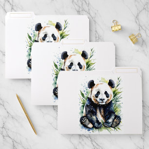 Beautiful Watercolor Panda Bear File Folder