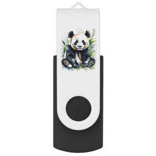 Beautiful Watercolor Panda Bear  Flash Drive
