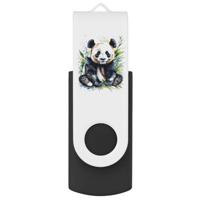 Beautiful Watercolor Panda Bear  Flash Drive (Front Vertical)