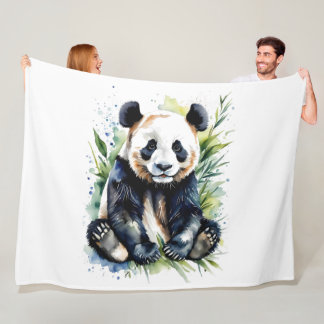 Beautiful Watercolor Panda Bear  Fleece Blanket