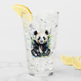 Beautiful Watercolor Panda Bear  Glass