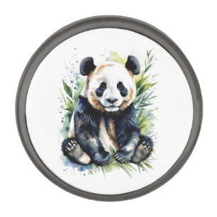 Beautiful Watercolor Panda Bear Gunmetal Finish Lapel Pin