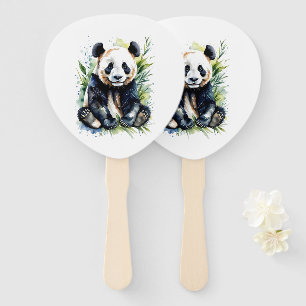 Beautiful Watercolor Panda Bear Hand Fan