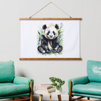 Beautiful Watercolor Panda Bear Hanging Tapestry