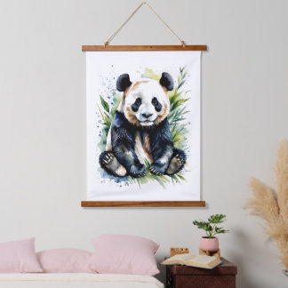 Beautiful Watercolor Panda Bear Hanging Tapestry