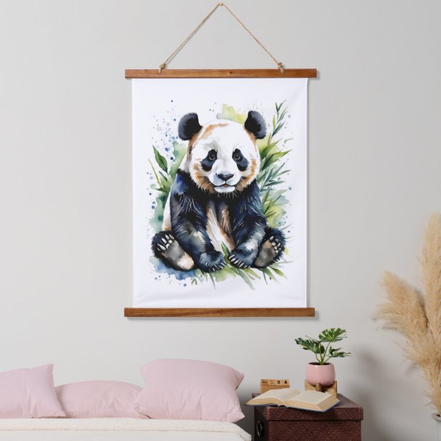 Beautiful Watercolor Panda Bear  Hanging Tapestry (Bedroom)