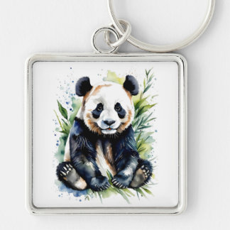Beautiful Watercolor Panda Bear  Keychain