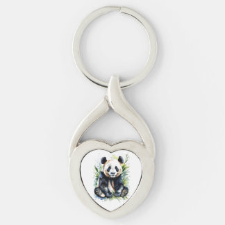 Beautiful Watercolor Panda Bear  Keychain