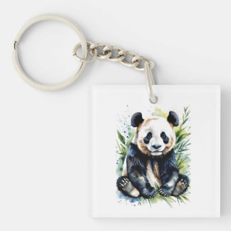 Beautiful Watercolor Panda Bear Keychain