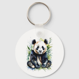 Beautiful Watercolor Panda Bear Keychain