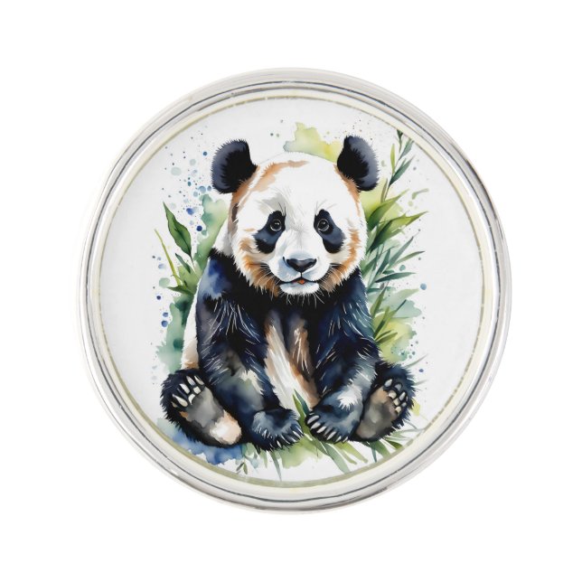 Beautiful Watercolor Panda Bear  Lapel Pin (Front)