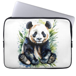 Beautiful Watercolor Panda Bear  Laptop Sleeve