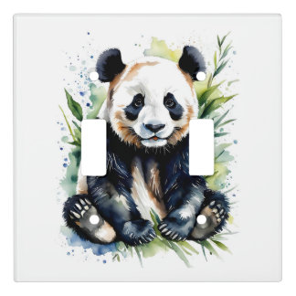 Beautiful Watercolor Panda Bear  Light Switch Cover
