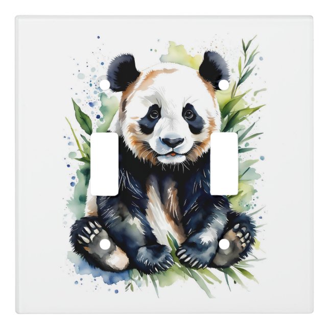 Beautiful Watercolor Panda Bear  Light Switch Cover (Front)