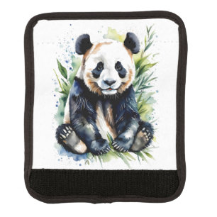 Beautiful Watercolor Panda Bear Luggage Handle Wrap