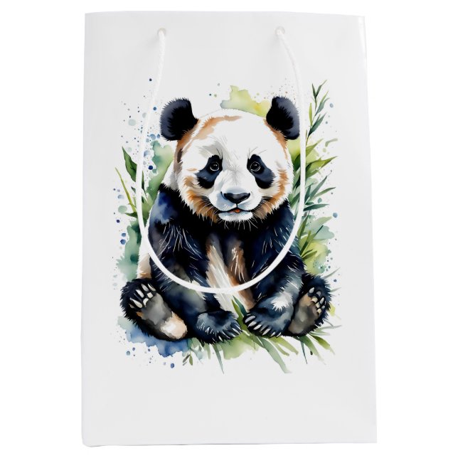 Beautiful Watercolor Panda Bear  Medium Gift Bag (Front)