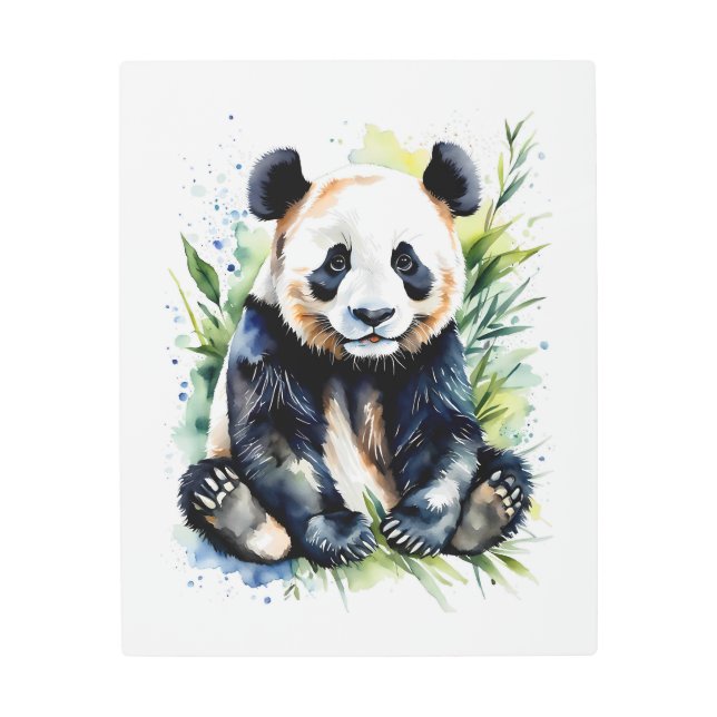 Beautiful Watercolor Panda Bear  Metal Print (Front)