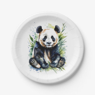 Beautiful Watercolor Panda Bear Paper Plates